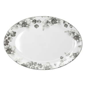 Biely/svetlosivý porcelánový servírovací tanier ø 35,5 cm Foliage gray – Villa Altachiara