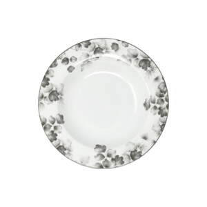 Biele/svetlosivé hlboké porcelánové taniere v súprave 6 ks ø 22 cm Foliage gray – Villa Altachiara