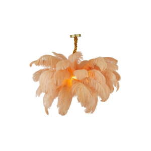 Oranžové/v zlatej farbe závesné svietidlo s tienidlom z peria ø 80 cm Feather – Light & Living