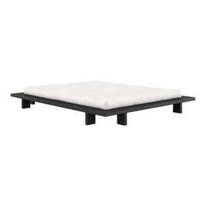 Čierna dvojlôžková posteľ z borovicového dreva s roštom 160x200 cm Japan - Karup Design