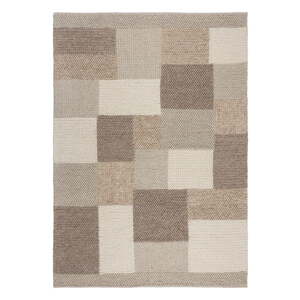 Béžový ručne tkaný koberec s prímesou vlny 120x170 cm Minerals Patchwork – Flair Rugs