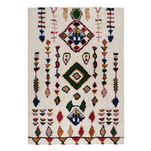 Krémovobiely ručne tkaný vlnený koberec 120x170 cm Moroccan Fes – Flair Rugs