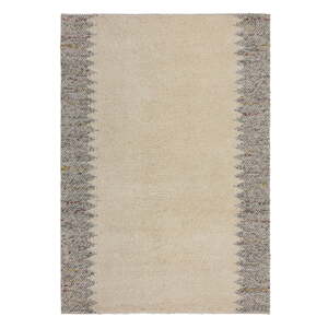 Sivý/krémovobiely ručne tkaný koberec s prímesou vlny 120x170 cm Minerals Border – Flair Rugs