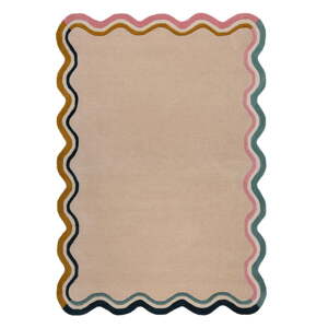 Krémovobiely ručne tkaný vlnený koberec 160x230 cm Leo Scallop – Flair Rugs
