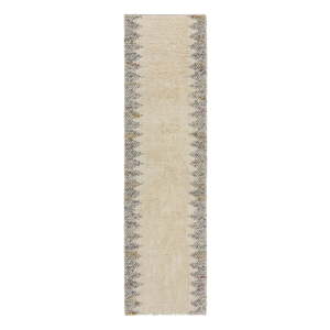 Sivý/krémovobiely ručne tkaný behúň s prímesou vlny 60x230 cm Minerals Border – Flair Rugs