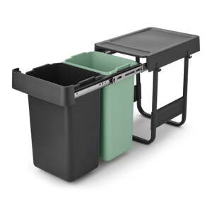 Plastový odpadkový kôš na triedený odpad/vstavaný v mentolovej farbe/tmavosivý 30 l Sort&Go – Brabantia