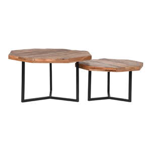 Konferenčné stolíky z mangového dreva v prírodnej farbe v súprave 2 ks 70x70 cm Figure – LABEL51