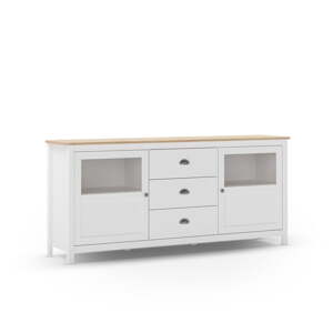 Biela nízka komoda z borovicového dreva 180x80 cm Misti – Marckeric