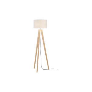 Béžová/v prírodnej farbe stojacia lampa s textilným tienidlom (výška  140 cm) Shine-wood – Fischer & Honsel
