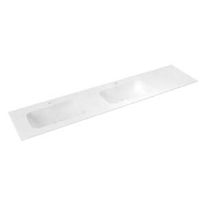 Biele dvojumývadlo z umelého kameňa 220x51,5 cm Aruba – Sapho