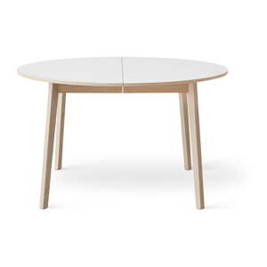 Okrúhly rozkladací jedálenský stôl s bielou doskou a prídavnou doskou ø 130 cm Single – Hammel Furniture