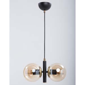 Okrovožlté/čierne závesné svietidlo so skleneným tienidlom Monera – Squid Lighting