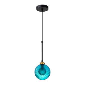 Modré závesné svietidlo so skleneným tienidlom ø 12 cm Twister – Squid Lighting