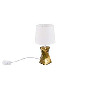 Stolová lampa v zlatej farbe s textilným tienidlom (výška  28 cm) Abeba – Reality
