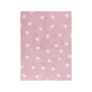 Ružový prateľný ručne tkaný bavlnený detský koberec 120x160 cm Polka Dots Pink – Lorena Canals