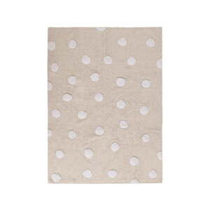 Béžový prateľný/ručne tkaný bavlnený detský koberec 120x160 cm Polka Dots Beige – Lorena Canals