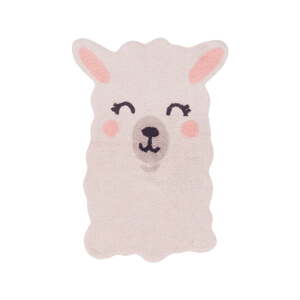 Ružový prateľný ručne tkaný bavlnený detský koberec 82x120 cm Smile Like a Llama – Lorena Canals