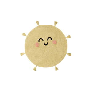 Žltý prateľný/ručne tkaný bavlnený detský koberec ø100 cm You're My Sunshine – Lorena Canals
