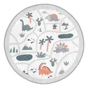 Svetlosivý prateľný detský hrací koberec ø80 cm Dino Park – Mila Home