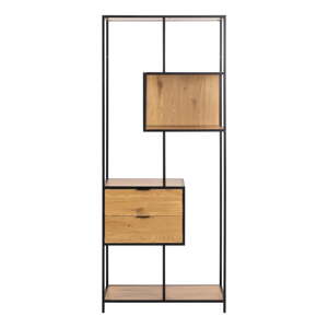 Čierna/v prírodnej farbe knižnica v dekore duba 77x185x35 cm Seaford – Actona