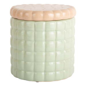 Svetlozelený dekoratívny keramický úložný box ø 14x15 cm Biscuit Box – PT LIVING