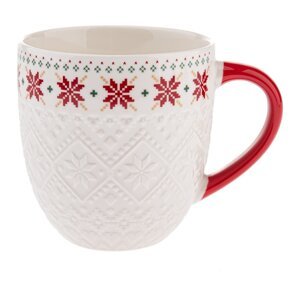 Biely porcelánový hrnček s vianočným motívom 630 ml Knitting – Dakls