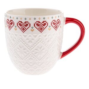 Biely porcelánový hrnček s vianočným motívom 630 ml Knitting – Dakls