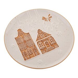 Biely servírovací keramický tanier s vianočným motívom ø 26 cm Christmas cottage – Dakls