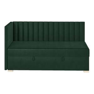 Tmavo zelená rohová detská posteľ s úložným priestorom s matracom 90x200 cm Snugi - Ghado