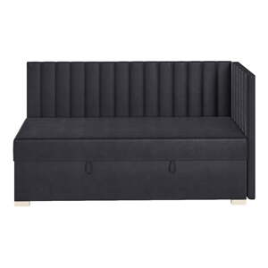 Tmavo modrá rohová detská posteľ s úložným priestorom s matracom 90x200 cm Snugi - Ghado