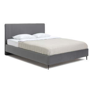 Sivá čalúnená dvojlôžková posteľ s roštom 180x200 cm Noira Slim – Bonami Selection