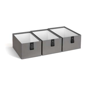 Sivé kartónové úložné boxy v súprave 3 ks 20,5x29,5x14,5 cm Aston Paper Laminate – Bigso