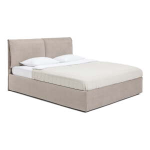 Čalúnená dvojlôžková posteľ taupe s úložným priestorom s matracom/s roštom 160x200 cm Thessa Pillow - Bonami Selection