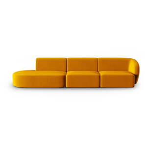 Zamatová pohovka v horčicovej farbe pravý roh 311 cm Paolo – Milo Casa