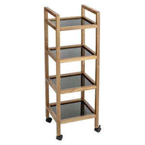 Čierny/v prírodnej farbe kúpeľňový regál z masívu akácie 35x101,5 cm Fondi – Wenko