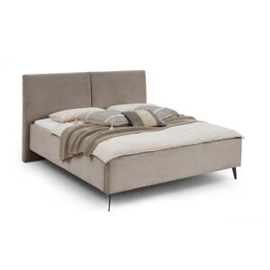 Taupe čalúnená dvojlôžková posteľ s úložným priestorom s roštom 180x200 cm Lando – Meise Möbel