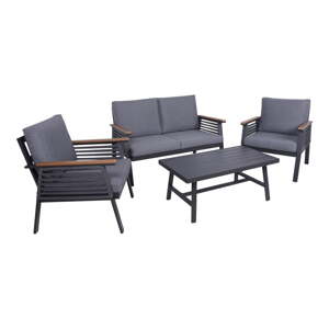 Tmavosivá hliníková záhradná lounge súprava pre 4 osoby Denia – Garden Pleasure