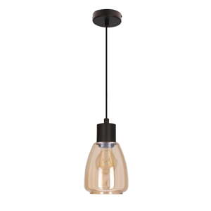 Čierne závesné svietidlo so skleneným tienidlom ø 12 cm Moldo – Candellux Lighting