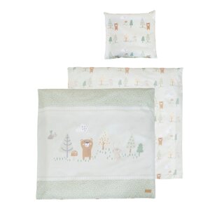 Svetlozelená bavlnená detská obliečka do postieľky 80x80 cm Woodland Buddies – Roba