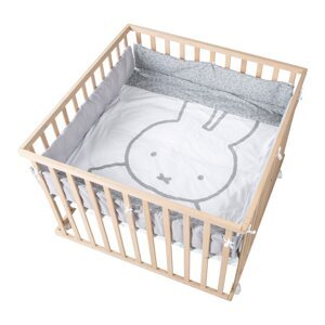 Biely/sivý mantinel do postieľky s prímesou bavlny 96 cm Miffy – Roba