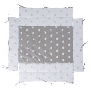 Biely/sivý mantinel do postieľky s prímesou bavlny 96 cm Little Stars – Roba
