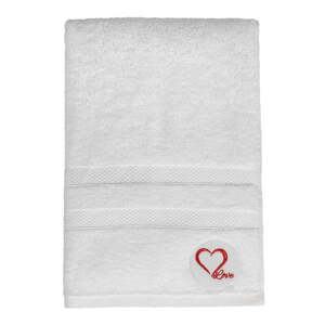 Biela froté bavlnená osuška 70x140 cm Love – Foutastic