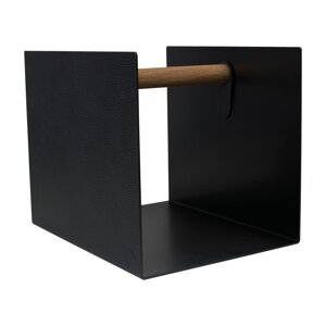 Čierny/antracitový dekoratívny kovový/z eko kože úložný box 32x38x31 cm Hippo – LIND DNA