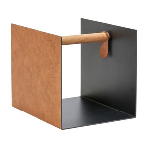 Čierny/v prírodnej farbe dekoratívny kovový/z eko kože úložný box 32x38x31 cm Bull – LIND DNA
