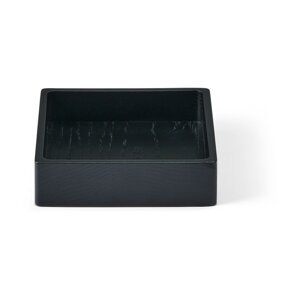 Čierny dekoratívny drevený úložný box 11x11x3 cm Square S – LIND DNA