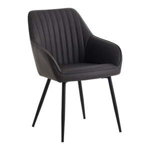 Tmavosivé jedálenské stoličky v súprave s podrúčkami 2 ks z imitácie kože Nolan Stripe – Unique Furniture
