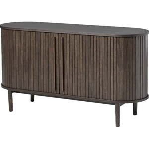 Hnedá komoda v dekore duba s posuvnými dverami 140x76x45 cm Meta – Unique Furniture