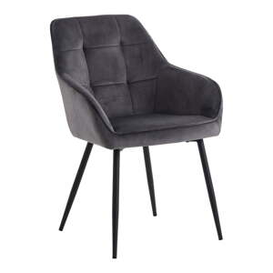 Sivé zamatové jedálenské stoličky v súprave s podrúčkami 2 ks Nolan Square – Unique Furniture