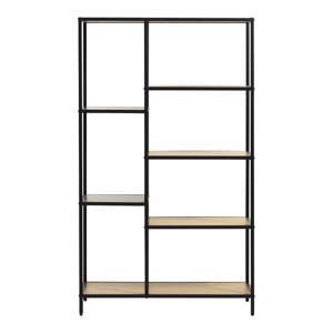 Čierna/v prírodnej farbe knižnica v dekore duba 80x146x35 cm Altino – Unique Furniture