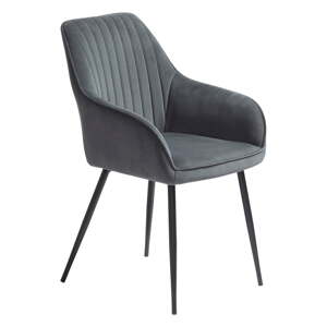Sivé zamatové jedálenské stoličky v súprave s podrúčkami 2 ks Nolan Stripe – Unique Furniture